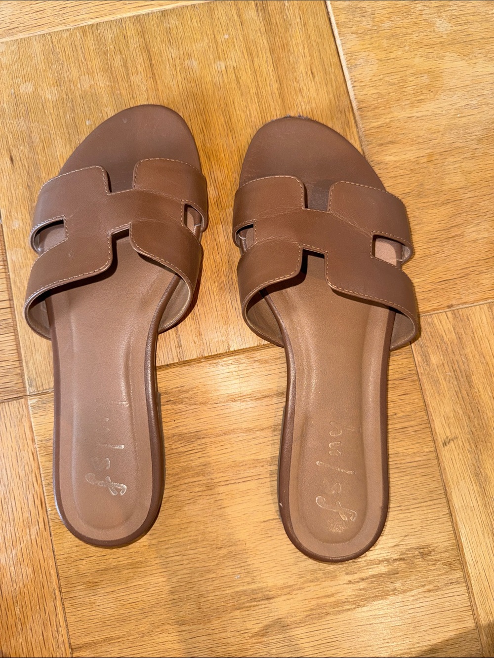 Beige French Sole NY Women's Slide Sandals - Casual Open-Toe Comfort Size 8